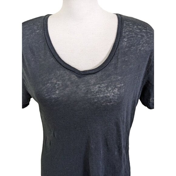 Lavon Linen Top T Shirt Women Plus 2X Black Short Sleeve Light Breathable Staple - Picture 2 of 7